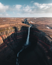 Hengifoss waterfall  - Iceland - Drone photo